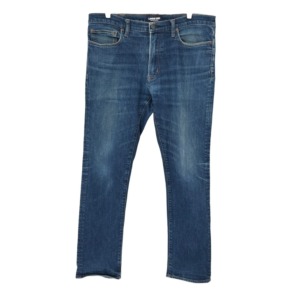Lands' End Slim Fit Jeans‎ Blue Square Rigger Stretch Denim 36x32